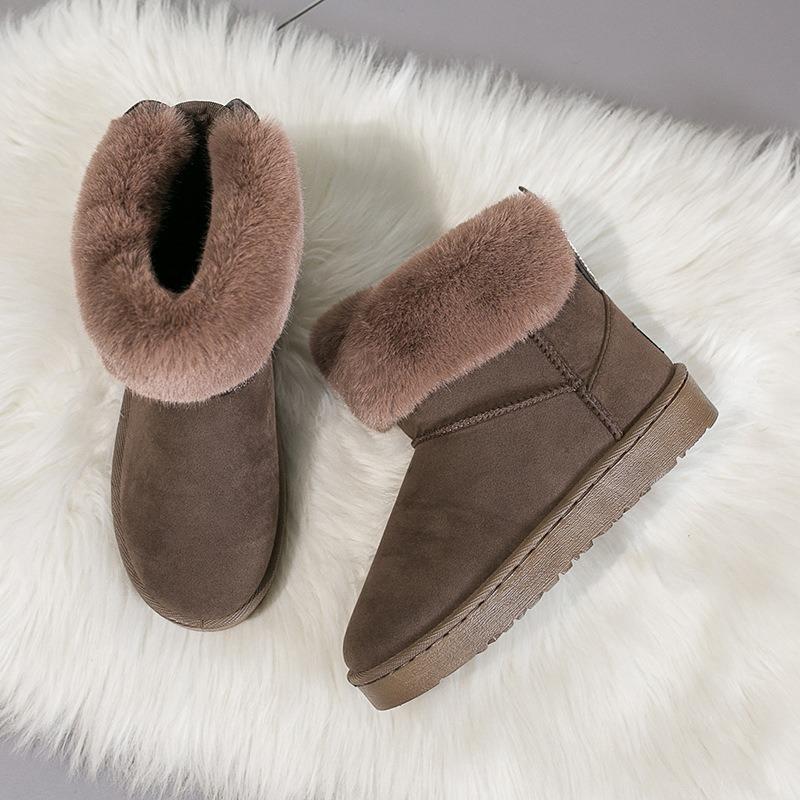Autumn and Winter New Snow Boots Women's Medium Tube Thick Plush Waterproof Cotton Boots Rabbit Ear Cotton Boots Cross-border