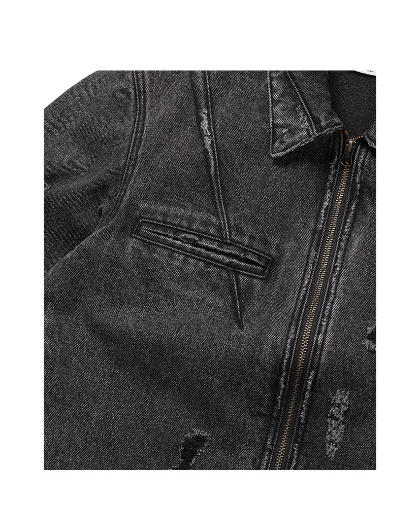 Etce Destroyed Dart Trucker Jacket (Black)