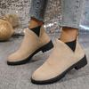 Fashion Women's Ankle Boots Suede Leather Women Round Head Thick Low Heeled Woman Shoes Casual Autumn Slip On Gladiator Bottes Femmes