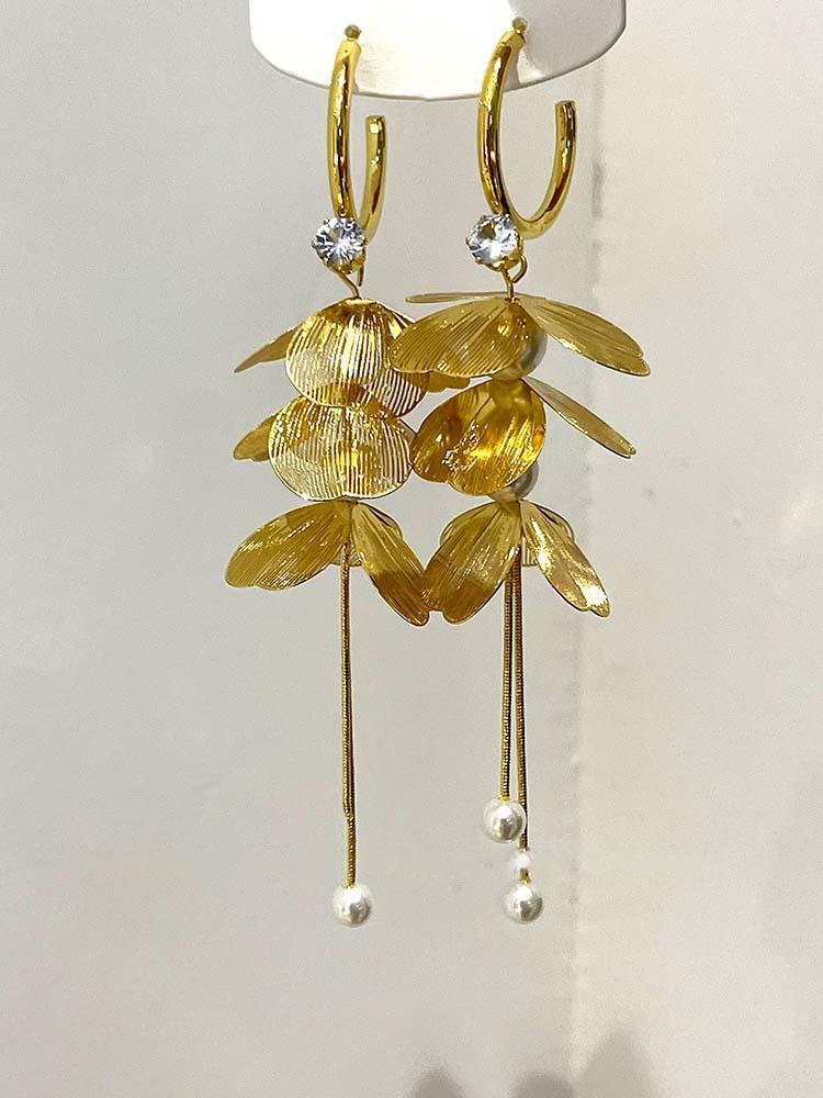 

Цирконовые серьги-подвески с полыми цветами и жемчугом, нишевые серьги с темпераментом, универсальные, модные, с легкой роскошью, персонализированные