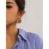18K Gold Stainless Steel Water Drop Texture Spiral Earrings Ins Wind European and American Internet Celebrity Titanium Steel Asymmetric Stud Earrings