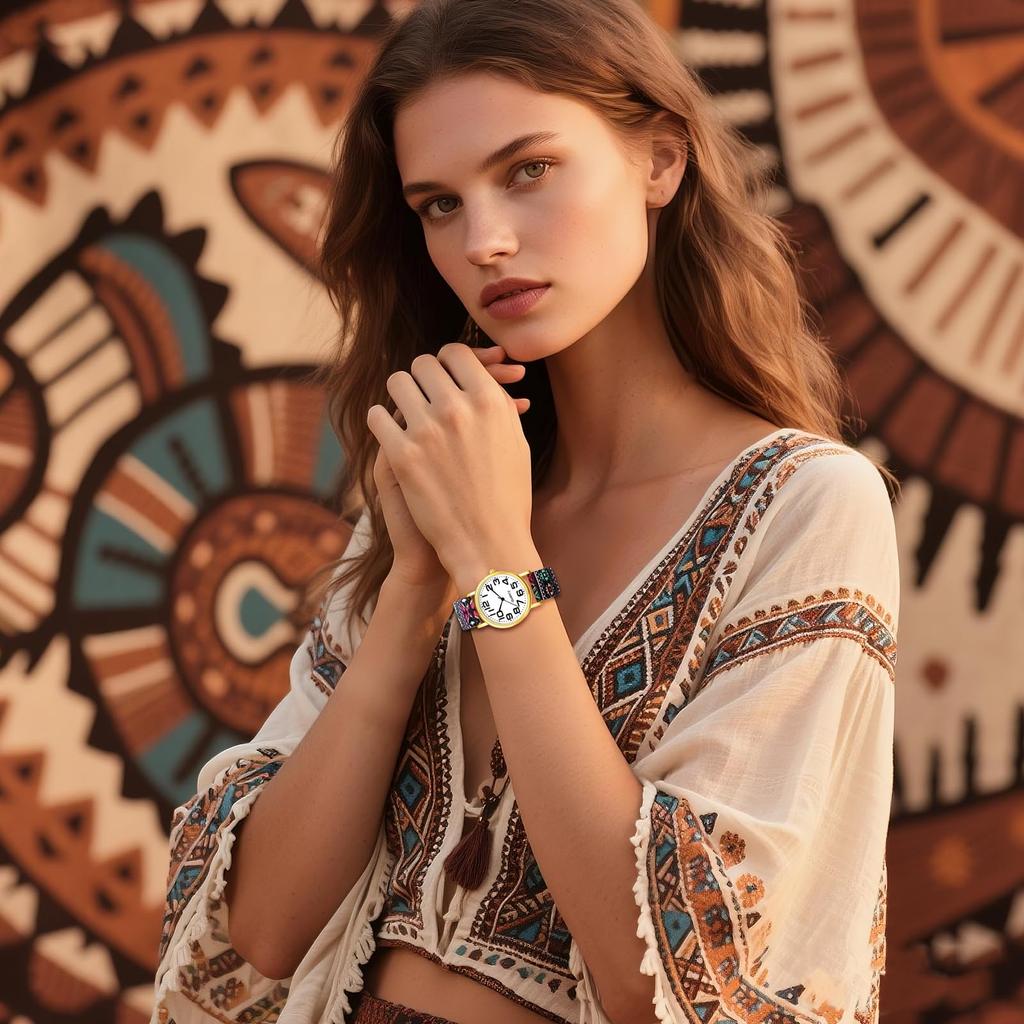 Women's Watch Cute Bohemian Style Free Size Fashion Analog Display Stainless Steel Band Waterproof Quartz Wristwatch Fashion Accessory - Birthday