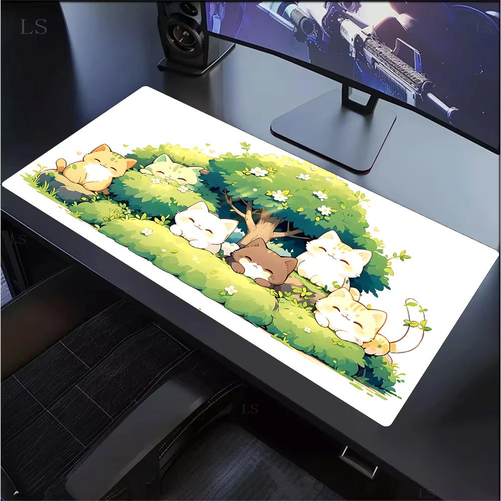 Cute Cartoon Cat Mouse Pad Large Computer Keyboard Mouse Pad Kawaii Natural Rubber AntiSlip Mat Perfect Gift Girlfriend Women