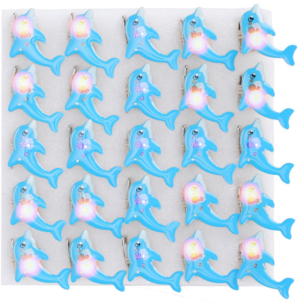 25Pcs Flash LED Light Dolphin Shape Badge Shine Pin Christmas and Halloween Gifts
