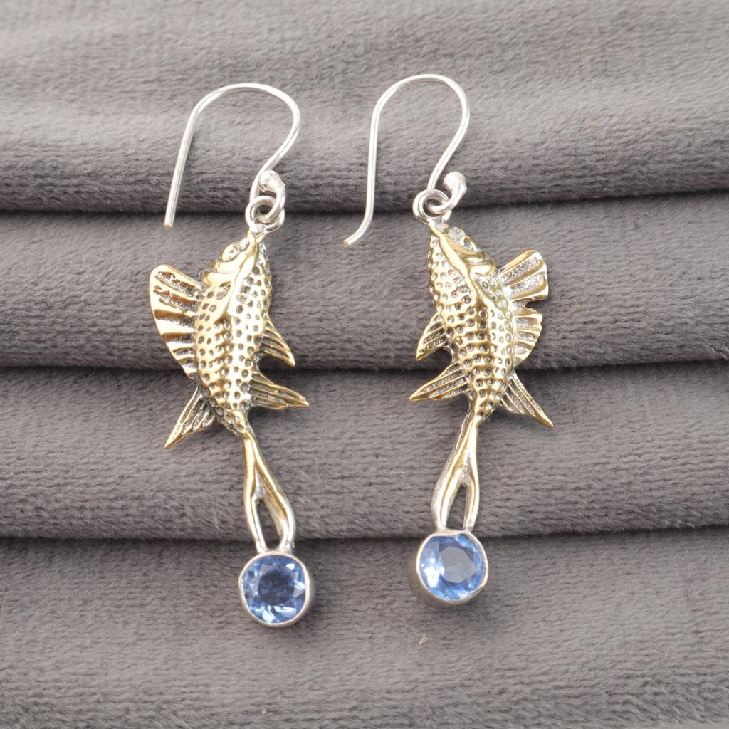 Natural Tanzanite 925 Sterling Silver Ethnic Dangle Hook Trendy Earrings Jewelry EE-148-14