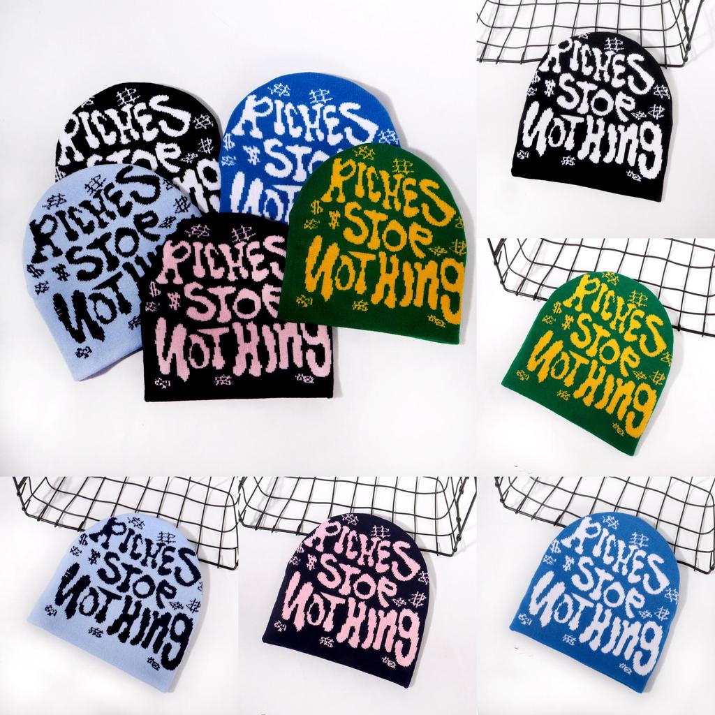 Cap Autumn Knit With Letter Embroidery Design For Casual Street And Wear Sports