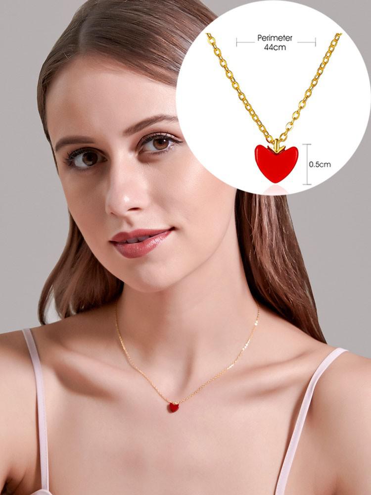 Korean Simple Red Love Heart Necklace For Women Choker Girls Versatile Little Red Heart Pendant Neck Necklace New Trendy