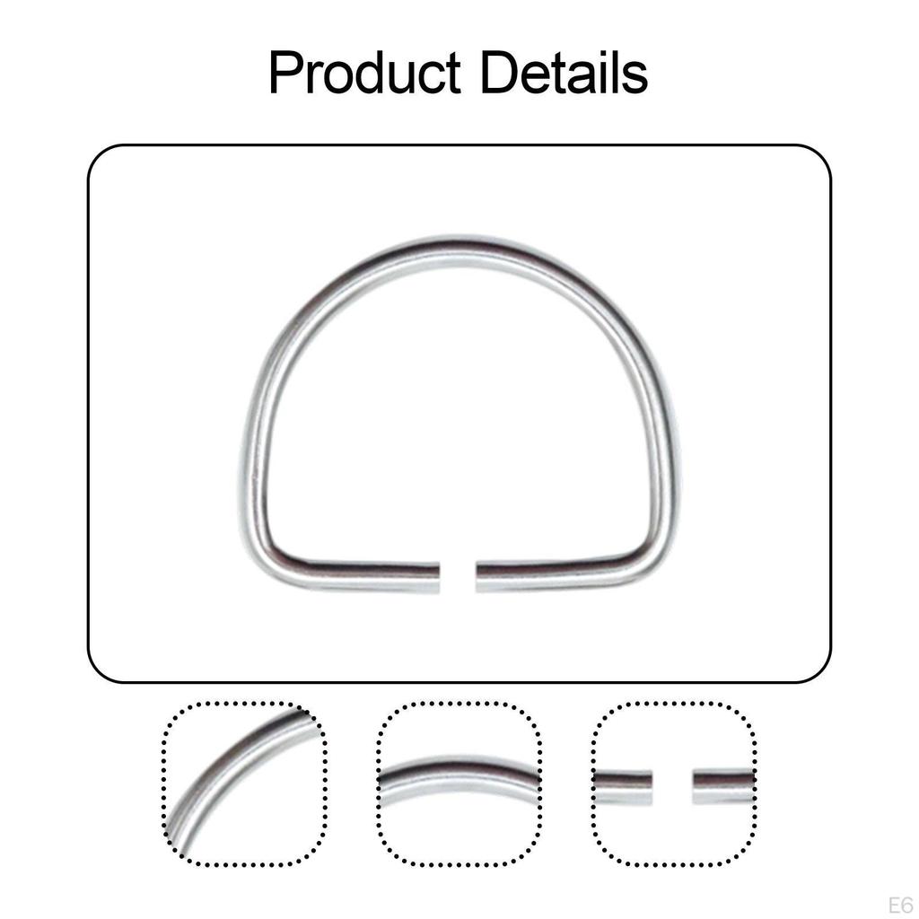 Metal D Connector Multipurpose Belts Buckle Shape Diving Hardware for Garment Belt Purse