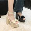 14cm Podpatky Dámské Platformové Sandály Fshion Návrhář Mašle Dámské Vysoké Podpatky Elegantní Temperament Lodičky Skandál Tacones