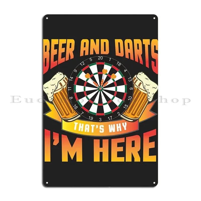 Darts And Beer Metal Plaque Wall Decor Retro Create Wall Mural Party Club Tin Sign Poster