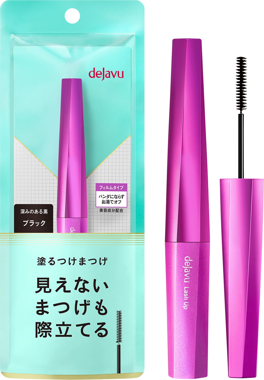 Dejavu Lash Up 1 Black Mascara Triangular Film Type Natural - Ultra-Fine Brush, (Enhances Lashes)