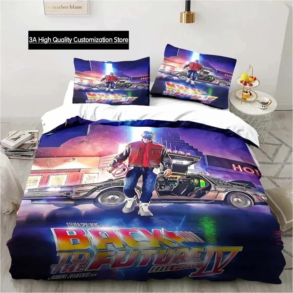 Návrat do budoucnosti Klasický film Retro povlečení Postel Třídílná sada Jednolůžko Dvojlůžko Velikost Queen King Povlak na přikrývku Dárek pro chlapce