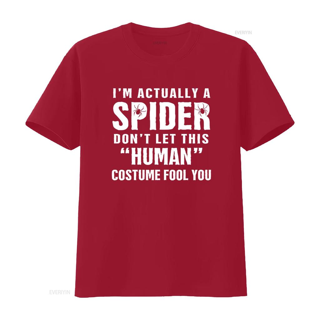 Mens I m Actually A Spider Funny Halloween Costume T Shirt Black vintage Washed Top For Everyday Wear Stylish fashion