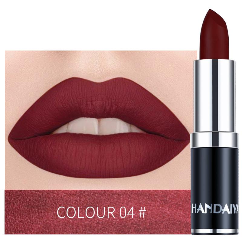 Handaiyan Sexy Nude Red Brown Purple Lipgloss Matte Lip Gloss Velvety Lipstick Matte Waterproof Makeup Long Lasting Cosmetic
