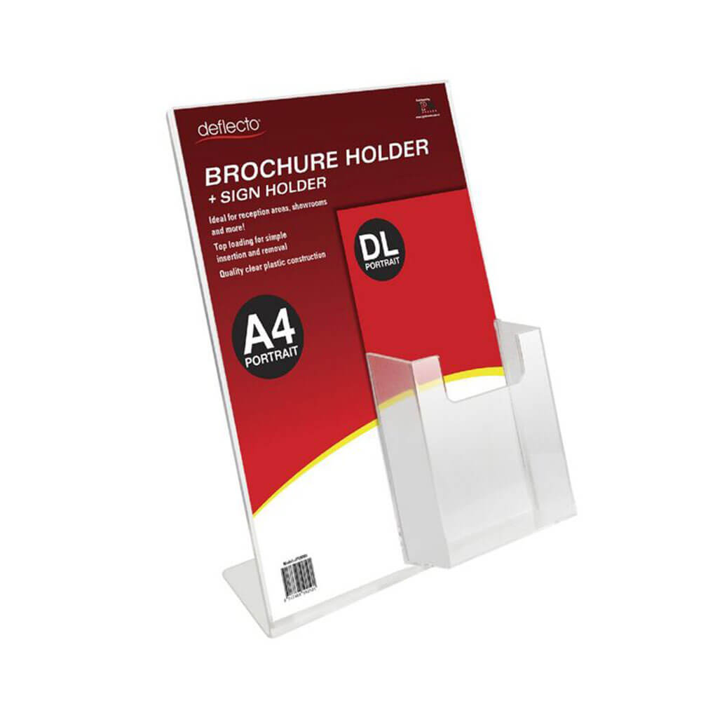 Deflecto Portrait Schilderhalter A4 Broschürentasche DL (Vorderseite)