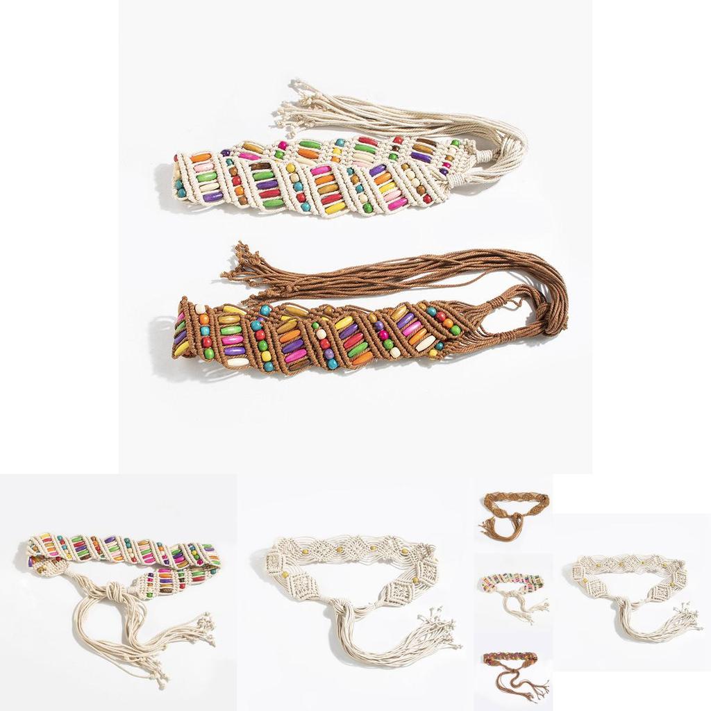 Ceinture de taille Bohème avec Tissage Perlé pour Mode Vintage de Station Balnéaire Accessoire Femme