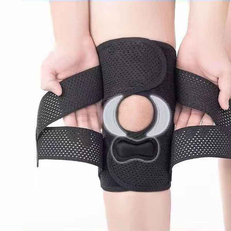 

1 шт. Усиленная компрессионная наколенник с несколькими подушечками, Боковая стабилизация и дышащий регулируемый наколенник, Подходит для большинства видов спорта XL чёрный