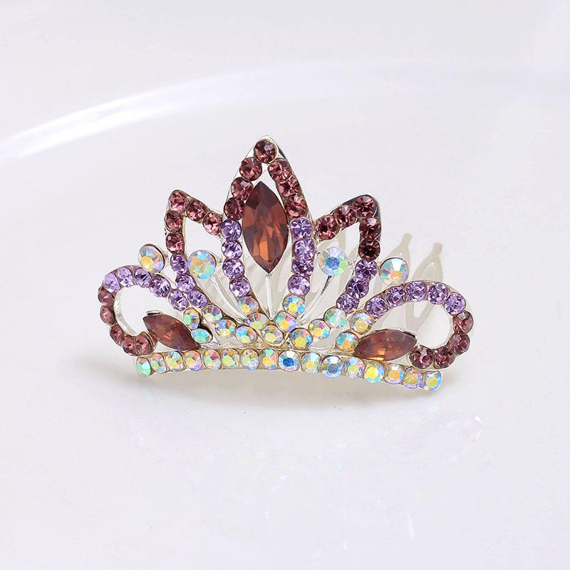 Crown Flower Comb Premium Sense Cute High-End Princess Haircard Women'S Headdress Diamond Hairpin Hair Accessories Hair Comb