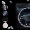 Capa de volante de carro de cristal com couro PU lindo strass Bling Bling