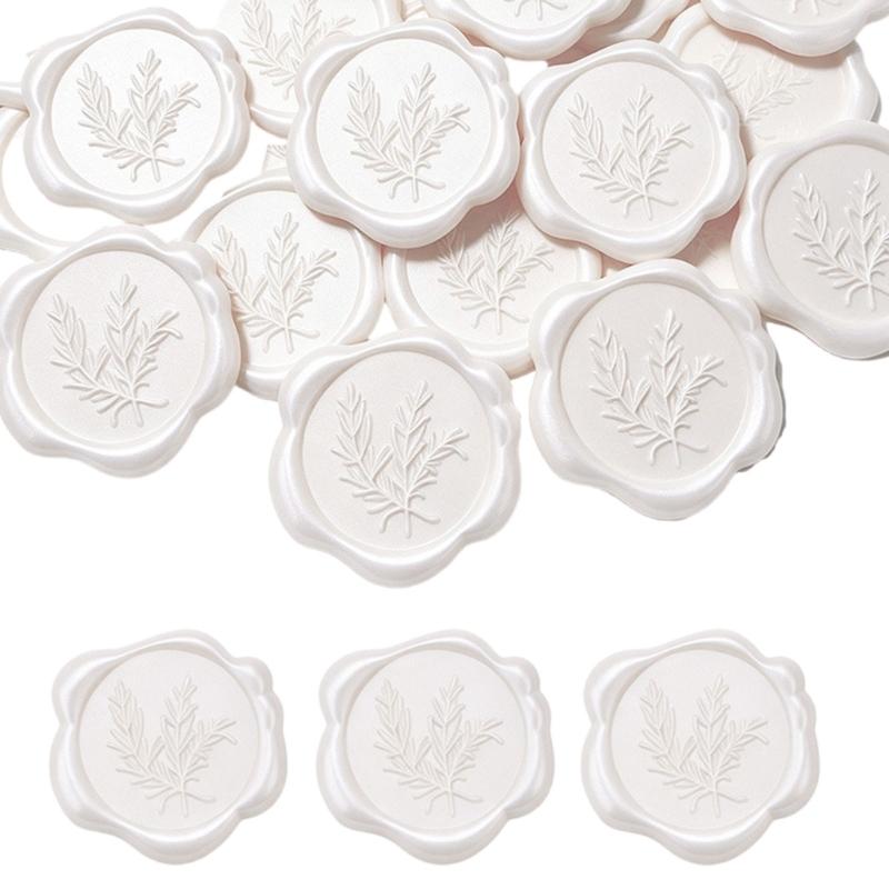 Wax Seal Labels with Adhesive Backing 60-Piece Raised Leaf Relief Stickers for Invitations, Envelopes, and Gift Packaging