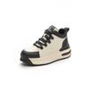 High-top Little White Shoes Women's Autumn New Leather Lace-up Casual Shoes Thick-soled Heightening Color Matching Board Shoes