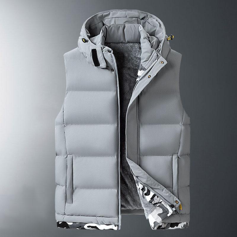 

Чоловічий осінній модний повсякденний плюс оксамитовий теплий жилет з капюшоном великого розміру 8XL