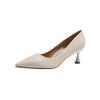 Low Heels Pumps for Women Leather Closed Toe Pointed Toe Kitten Heels Comfort Slip On Stiletto Pumps Women's Work Office Business Wedding Dress Shoes