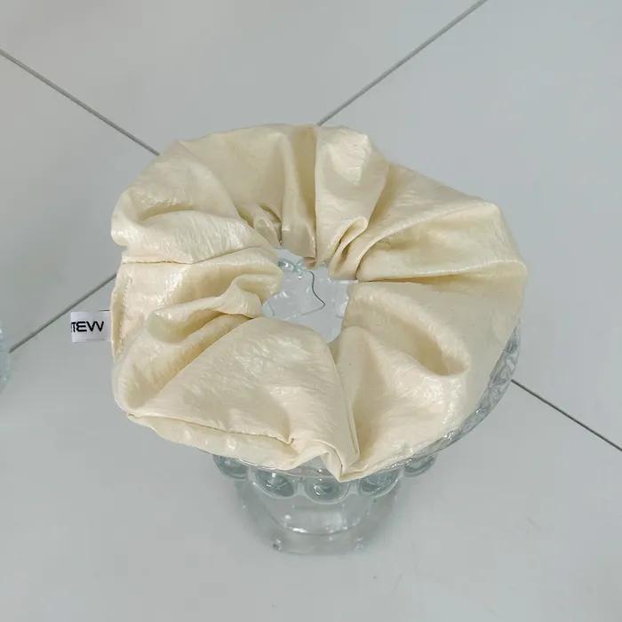 Leather Scrunchie - Yellow Beige (Handmade Scrunchie)