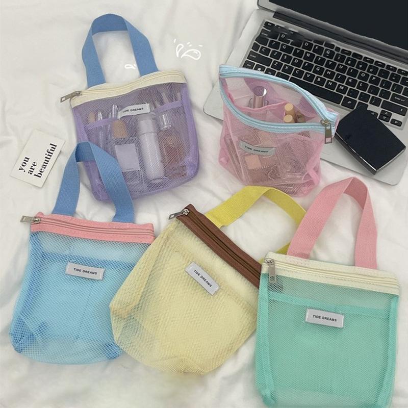 1Pcs Mesh Makeup Toiletry Storage Bags Handbags Portable Travel Washing Body Shower Tools Organizer Cosmetic Organizer Pouch