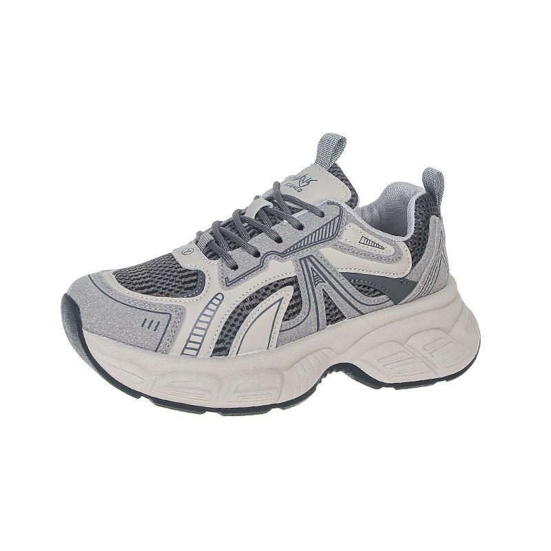 2024 Winter Women's Shoes Warm and Velvet Leather Dad Shoes Heightened Platform and Cotton Sports and Leisure Shoes Mesh Single Shoes