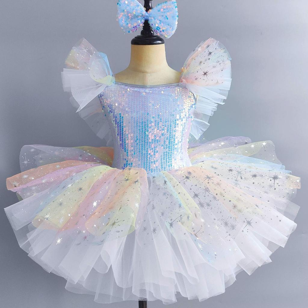 Kids Ballet Dress Seven Colors Girls Children Sequined Princess Dress Ballet Tutu Ballerina Party Dance Costume Ballet Dress