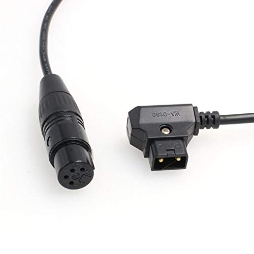 Eonvic D-Tap Male to Female 4-Pin XLR Cable for Power Battery Adapter (Straight Cable)