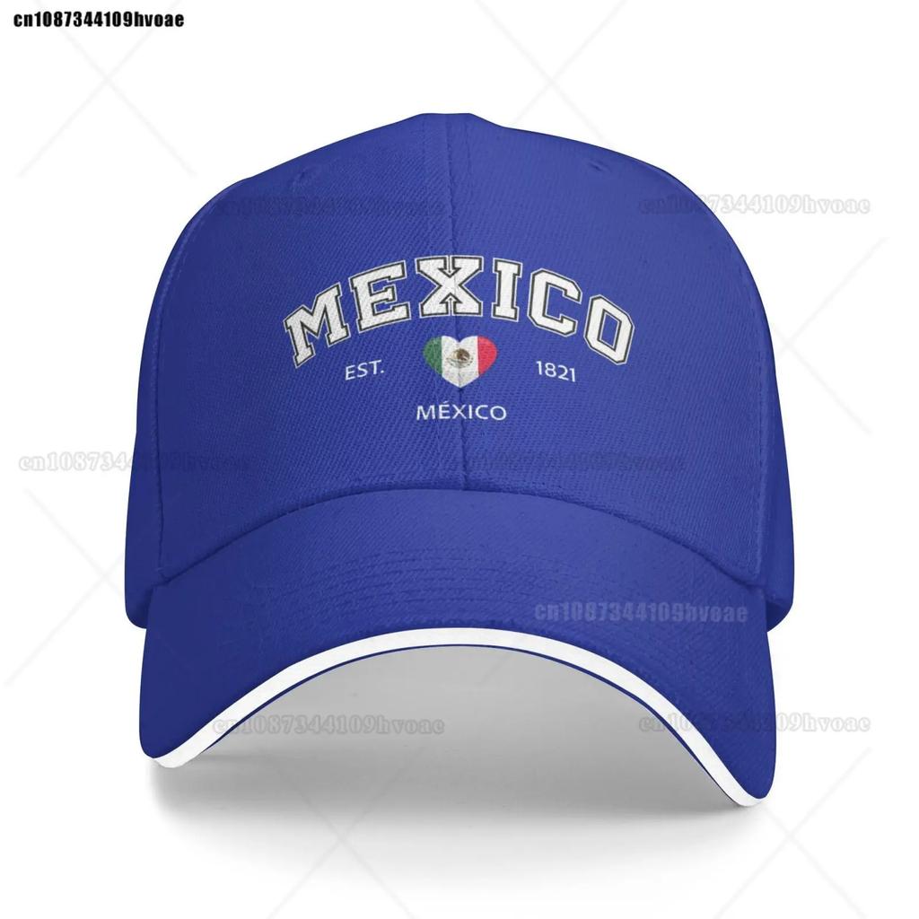 Mexico Flag Caps EST.1821 Retro Cowboy Washed Baseball Caps Female Sport Denim Sunscreen Hats Spring Summer Cap Unisex Trucker Cap