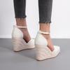Fashion Wedges High Heel Platform Sandals Women Point Toe Hemp Heels Ankle Strap Sandals Ladies Summer Chaussures Femme Sandalias Mujer