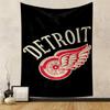 Detroit Red Wings Logo Black Background Patterned Tapestry for Bedroom and Living Room Home Decor