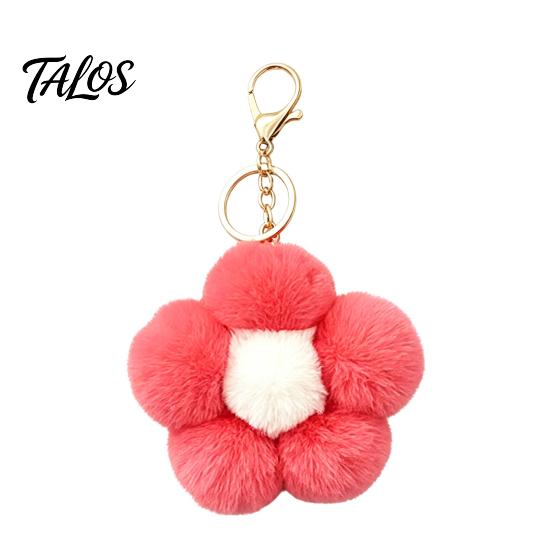 Women Bag Charm Plush Flower Keychain for Handbags, Five-petal Charm, Aesthetic Handbag Pendant Fluffy Backpack Hanging Accessory Soft