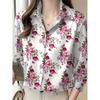 New Women's Lapel Long Sleeve Shirt Casual Loose Hundred Fashion Trend Flower Pattern Ladies Daily Outdoor Travel Clothing