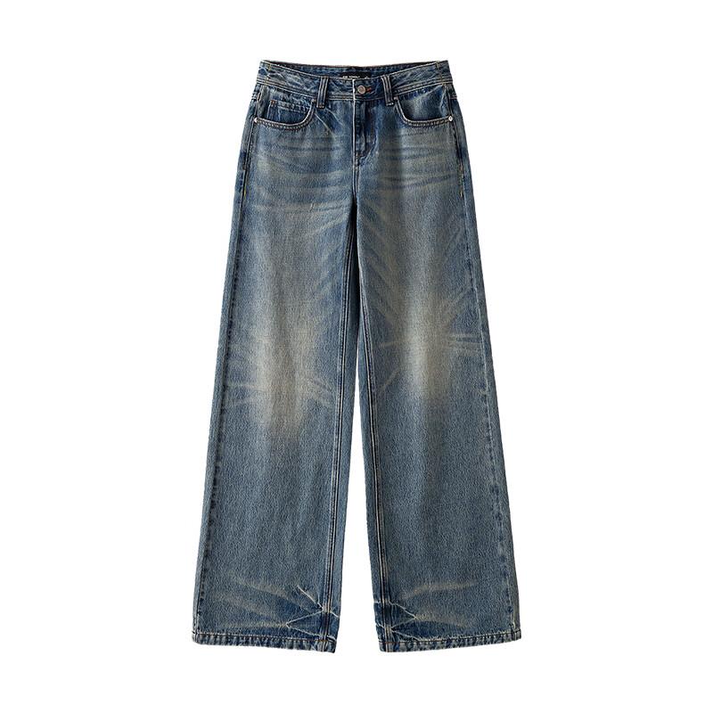 ChuYu Women's Light Blue Faded Wide-Leg Jeans