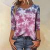 Women's Fashion Casual Christmas Tree Printed Round Neck Three-Quarter Sleeve T-Shirt Top