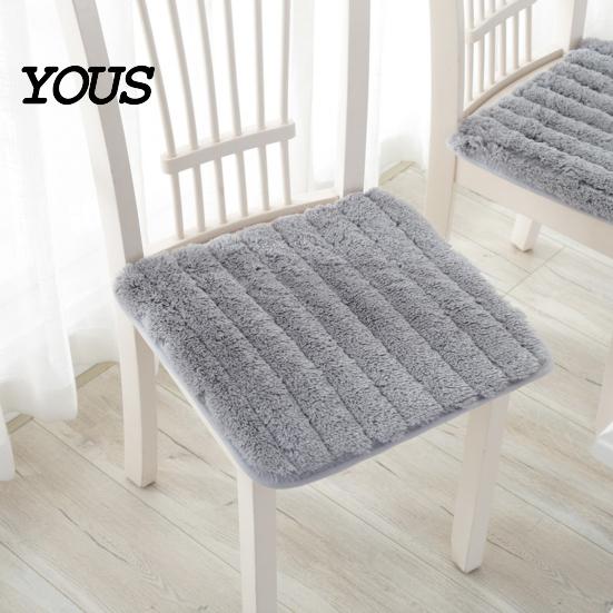 Warm Seat Cover for Long Sitting Plush Chair Cushion with Ties, Fuzzy Pad Anti-slip Skin Friendly Home Office Bottom, Fluffy Winter Mat Dining Durable