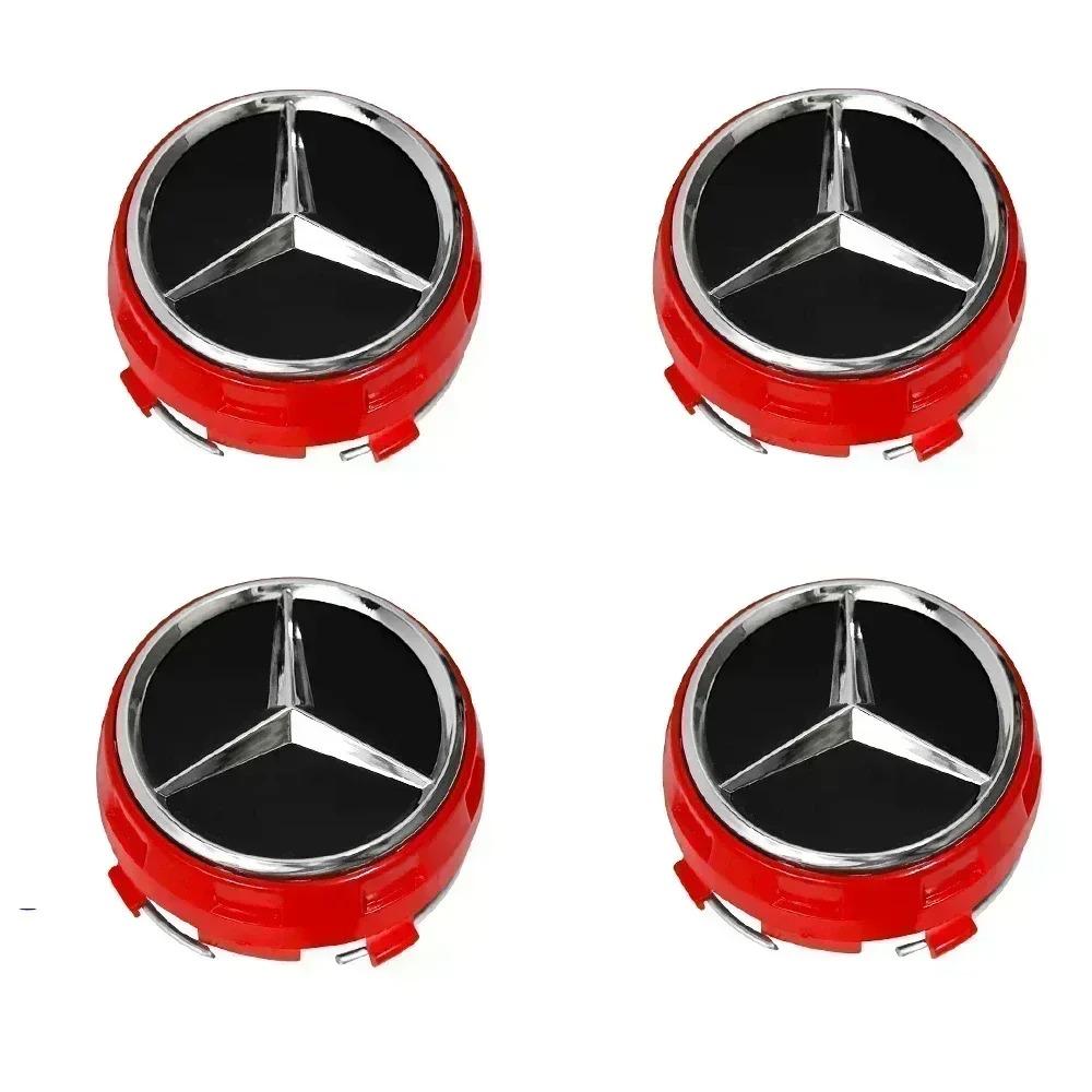 Hot 4pcs 75MM Black Red Raised Car Styling Wheel Center Cap For Mercedes Benz AMG A0004000900 DV1