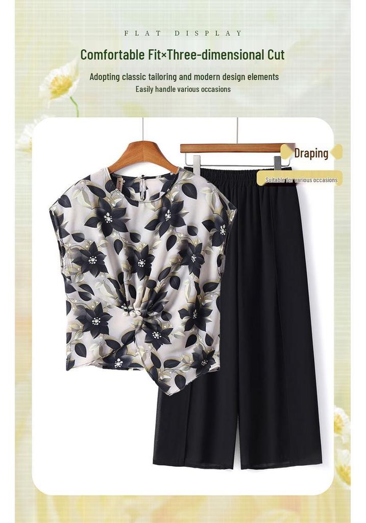 Mom's 2026 Summer Chiffon Floral Blouse - Elegant Short-Sleeved Top for Middle-Aged Women