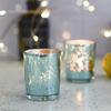 Glas Blaue Quecksilber Votiv Teelichthalter für Diwali und Weihnachten (Packung mit 6) - Heimdeko Geschenkartikel, Dekoration