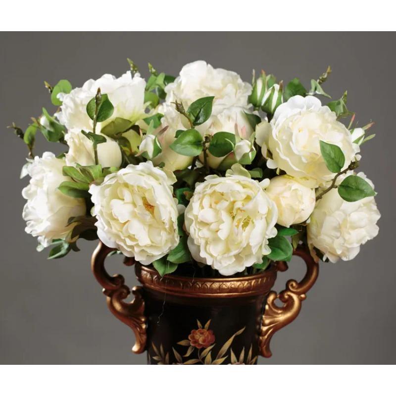 Vintage Ceramic Vase Handmade Nordic Pottery Rustic Tabletop Decotive Vase Creative Tall Footed Double Handle Vase Home Decor