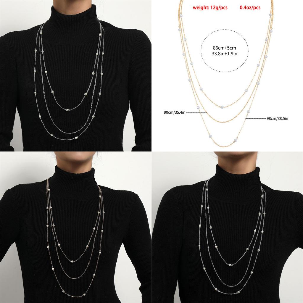 Minimalistische Legierungskette mit Kunstperlendekor für ein sommerliches Mode-Statement