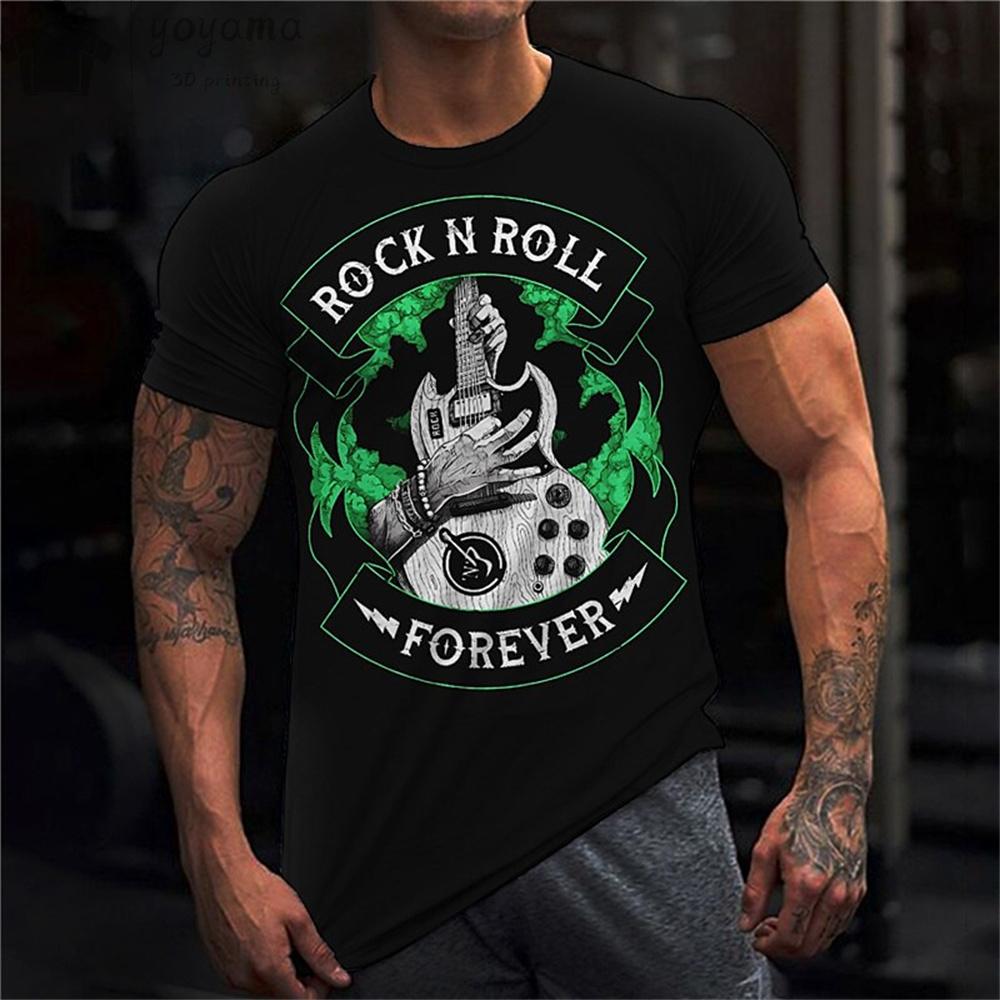 XXS-6XL Plus Size T-Shirts for Men Rock Guitar Graphic Print Casual Clothes O-Neck Tops Tees Short Sleeve T-Shirt Clothing