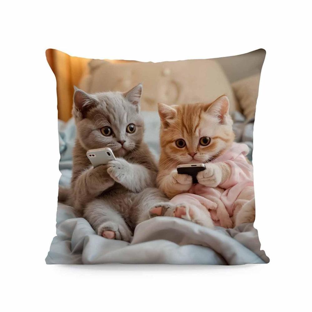 Soft Plush Cozy Cat Sofa Pillow Cover Funny Relaxed Cat Design, Perfect for Home & Bedroom Decor, Great Holiday Gift (Insert Not Included)