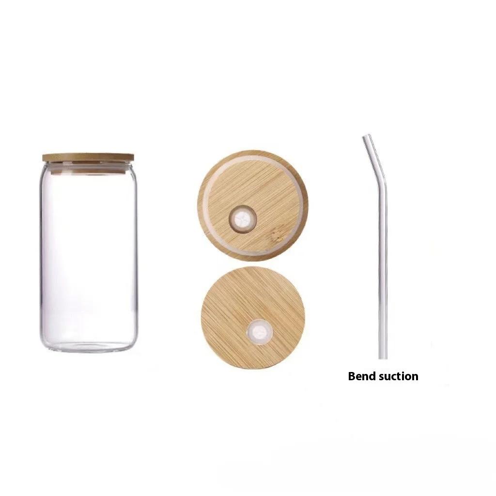 1pcs Coke Cup Borosilicate Glass Straw Cups Wooden Lid Can Water Cup Juice Cold BrewCup Straw Cup Wholesale