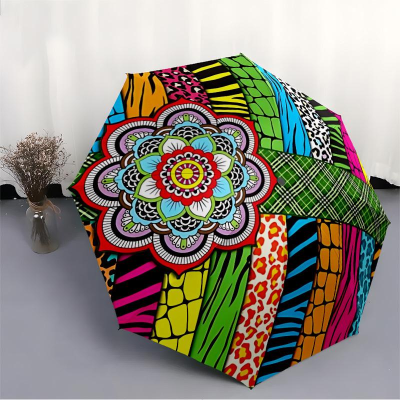 1pc Animal Prints Umbrella Portable Folding Umbrella Durable Iron Frame, Suitable for All Seasons Home Travel Outdoor yy260319050