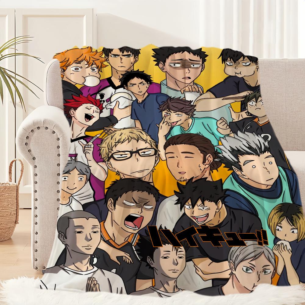Anime H-Haikyuu Cool Baseball Blanket Plush Nap Sofa Rug for Living Room Warm Office Bedroom Birthday Home Travel Kid Gifts
